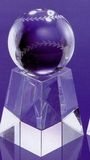 Custom 80 Mm Optical Crystal Baseball Award w/ Tall Base, 3