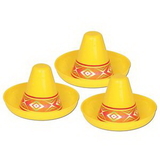 Custom Miniature Yellow Plastic Sombrero, 4 1/2