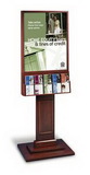 Custom Solid Oak Floor Poster Stand with 5-Pocket Brochure Holder (1 Sided)