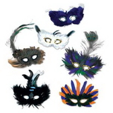 Custom Majestic Fanci Feather Mask Assortment w/ Elastic