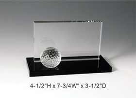Custom Golf Panel Crystal Award Trophy., 4.5" L x 7.75" W x 3.5" H