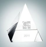 Custom Clear Pyramid Crystal Paper Weight (2 1/8