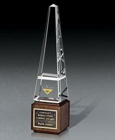 Custom Glass Jewels Ii Crystal Award, 3 1/4" W X 12 7/8" H X 3 1/4" D