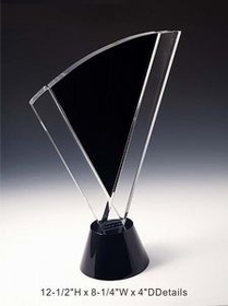 Custom Flame Optical Crystal Award Trophy., 12.5" L x 8.25" W x 4" H