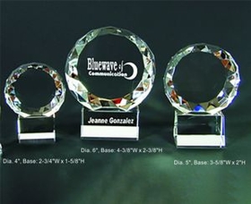 Custom Sphere Awards optical crystal award trophy., 6" L x 2.375" Diameter