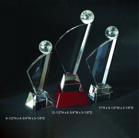 Custom Flame Optical Crystal Award Trophy., 10.5" L x 6.75" W x 3.125" H