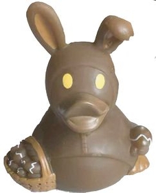 Custom Rubber Chocolate Bunny Duck, 3 3/8" L x 3 3/8" W x 3 3/4" H