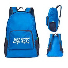Custom Waterproof Polyester Folding Backpack, 16 1/2" L x 12" W x 6 1/4" H