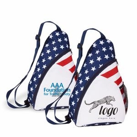Patriotic Sling Backpack, Personalised Backpack, Custom Backpack, Promo Backpack, 9" W x 15" H x 5" D