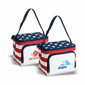 Custom Stars & Stripes 6 CAN Cooler Bag, Cooler Tote, Insulated Cooler, 8.5" W x 6" H x 6" D