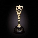 Custom Signature Series Star Achievement Award w/ Ebony Wood Base ( 9 1/2