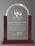 Custom 9" Premier Arched Glass Award with Mahogany Base, Price/piece