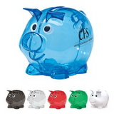 Custom Mini Plastic Piggy Bank, 3 3/4