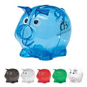 Custom Mini Plastic Piggy Bank, 3 3/4" W x 2 3/4" H