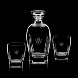 Custom 25 Oz. Collingwood Crystalline Decanter W/ 2 Double Old Fashioned Glasses