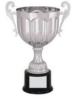 Custom Silver Plated Aluminum Cup Trophy w/ Plastic Base (10 3/4