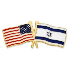 Blank Usa & Israel Flag Pin, 1 1/8" W X 1/2" H