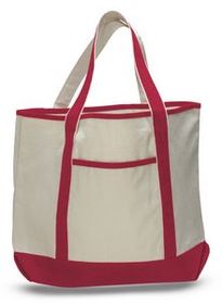2 Tone Canvas Tote Bag w/ Interior Zipper Pocket - Blank (22"x16"x6")