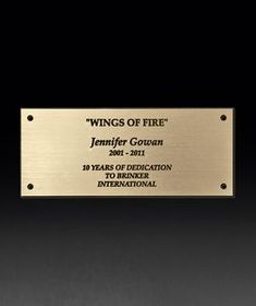 Custom Gold Tone Engraved Plate (Up To 12 Sq. Inch), 1/16" Thick