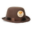 Formed Brown Felt Bowler Hats w/ a 1" Brown Satin Band w/ a Custom Faux Leather Icon, Price/piece