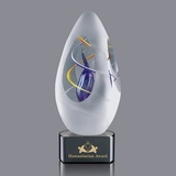 Custom Sagittarius Hand Blown Art Glass Award w/ Black Base, 7 1/2