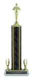 Custom Green Splash Striped Single Column Trophy w/Figure (19 1/2