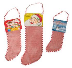 Blank 8" Empty Red Mesh Netted Christmas Stocking