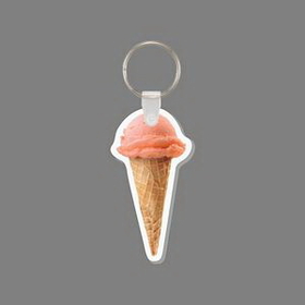 Key Ring & Full Color Punch Tag - Orange Ice Cream Cone
