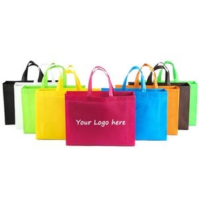Custom Gusseted Non-Woven Grocery Tote, 13 3/4" L x 9 13/16" H x 3 15/16" W