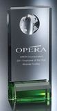 Custom Global Evergreen Optic Crystal Award w/ Green Base (4
