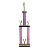 Custom Blue Moonbeam Triple Column Trophy w/Figure & Eagle Trim (29