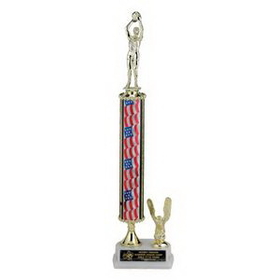 Custom 15 1/2" Single Column Stars & Stripes Trophy w/Eagle Trim - Takes Figure