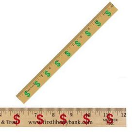 Custom 12" Clear Lacquer Wood Ruler w/ Dollar Sign (Financial Background)