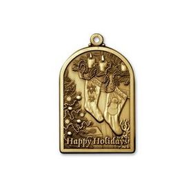 Custom Solid Brass 1.5" Non Imprinted Stock Ornament - Fireplace w/ Stockings
