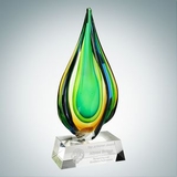 Custom Art Glass Rainforest Award with Clear Base, 13