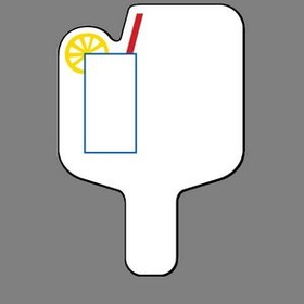 Custom Hand Held Fan W/ Colorized Drink (Lemon & Straw), 7 1/2" W x 11" H