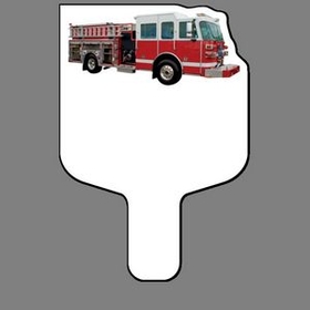 Custom Hand Held Fan W/ Full Color Red Fire Truck, 7 1/2" W x 11" H