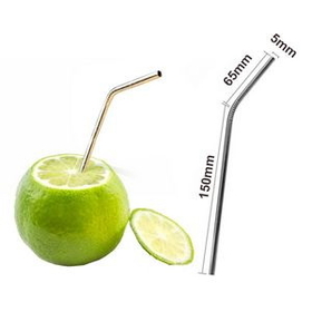Custom Reusable Stainless Steel Bent Drinking Straw, 8 1/2" L x 1/4" D