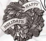 Custom Full Size Stock Design Happy Holidays Pewter Ornament (Wreath), 2.25