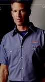 Custom Blue / Charcoal Men's Long Sleeve Micro-Check Work Shirt