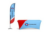Custom Table Cover Kit - Basic 12' Double Sided Feather Flag + 6' Table Cover