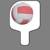 Custom Hand Held Fan W/ Full Color Volleyball (Two-Tone), 7 1/2