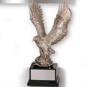 Custom Silver Electroplated Eagle Trophy w/2" Medallion Insert Space (15 1/2")