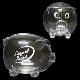 Custom 4" Clear Plastic Piggy Bank