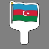 Custom Hand Held Fan W/ Full Color Flag of Azerbaijan, 7 1/2