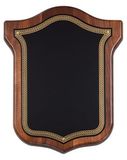 Blank Walnut Shield Series Plaque w/Curved Top Black Brass Plate (7 1/2