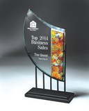 Custom Great Autumn Curves Art Glass Award on Black Metal Stand - 13