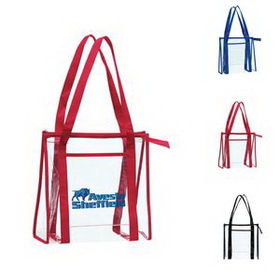 Custom Logo Transparent Zip Tote Bag, Resusable Grocery bag, Grocery shopping bag, Travel Tote, 12" L x 12" W x 6" H