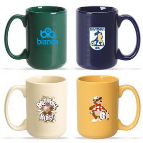 Coffee mug, 15 oz. Ceramic Mug (Assorted Colors), Personalised Mug, Custom Mug, Advertising Mug, 4.5" H x 3.25" Diameter x 3.25" Diameter