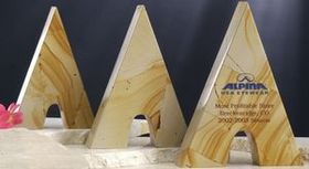 Custom Large Teak Genuine Marble Heritage Peak Award